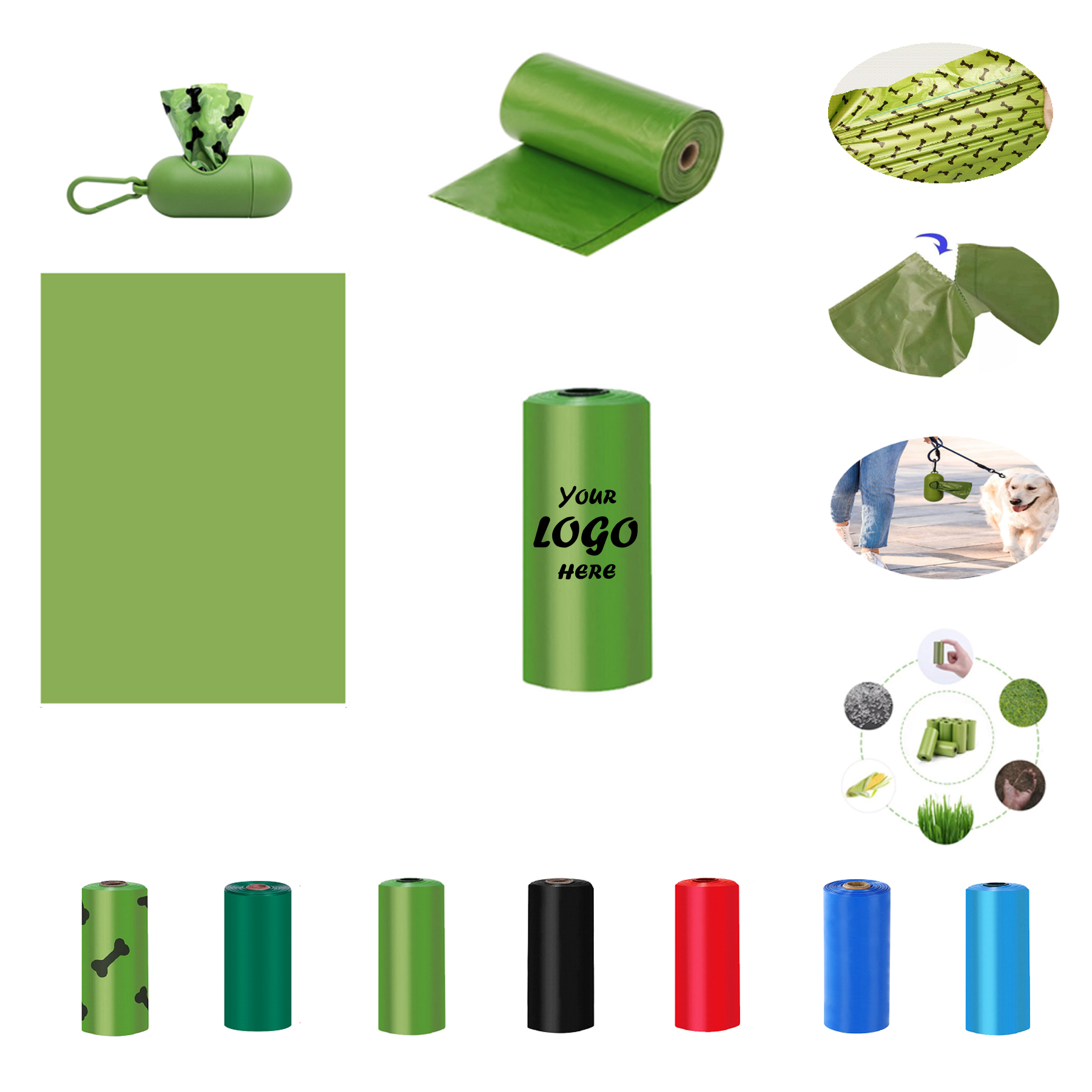 8.6 x 11.8in Biodegradable Leakproof Dog Waste Bag Rolls W/ Easy Tear