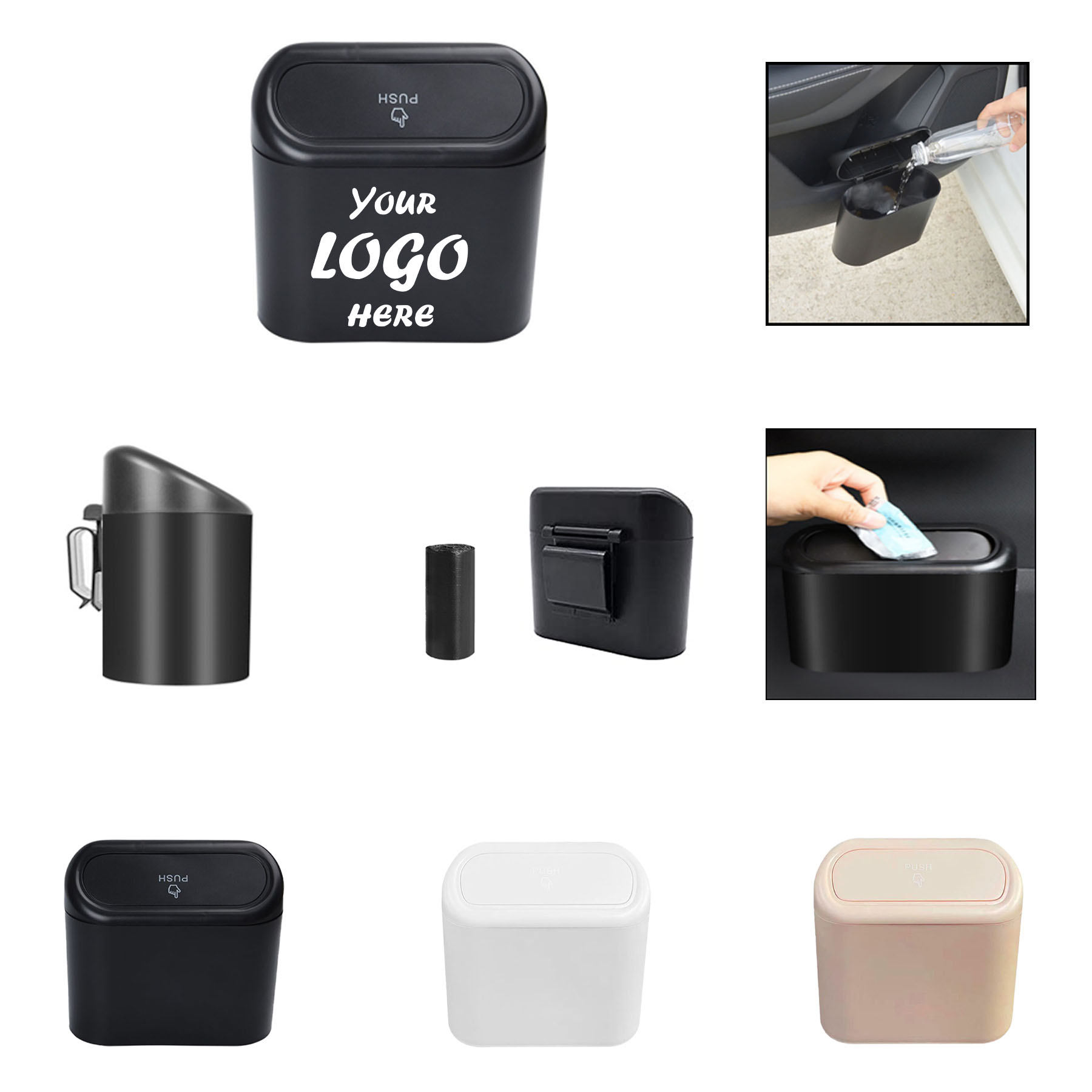 Car Hanging Trash Can With Lid And Easy Mount Hook Strap