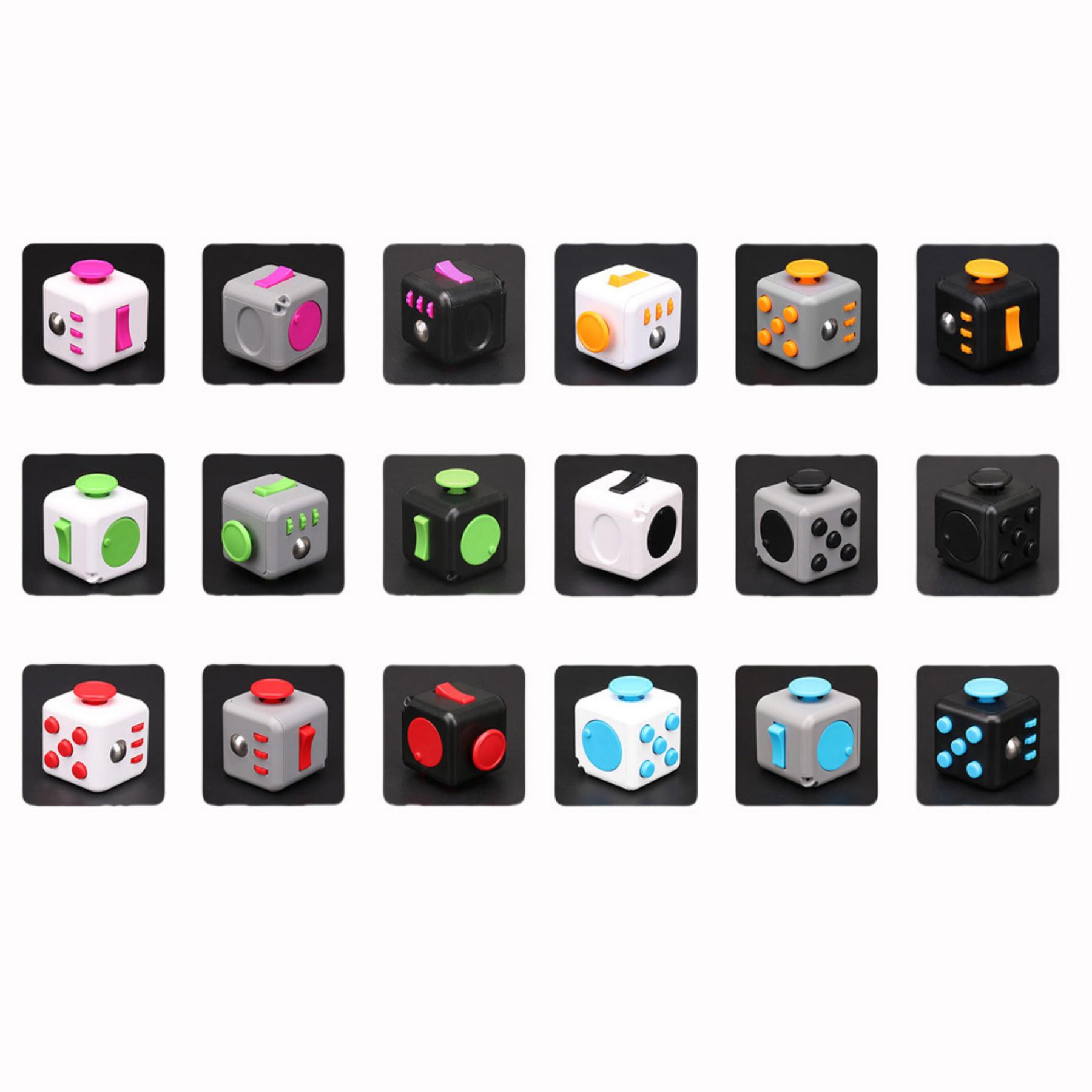 1.25" ABS Fidget Cube Keychain W/ Tactile Buttons And Rollers - Image 3