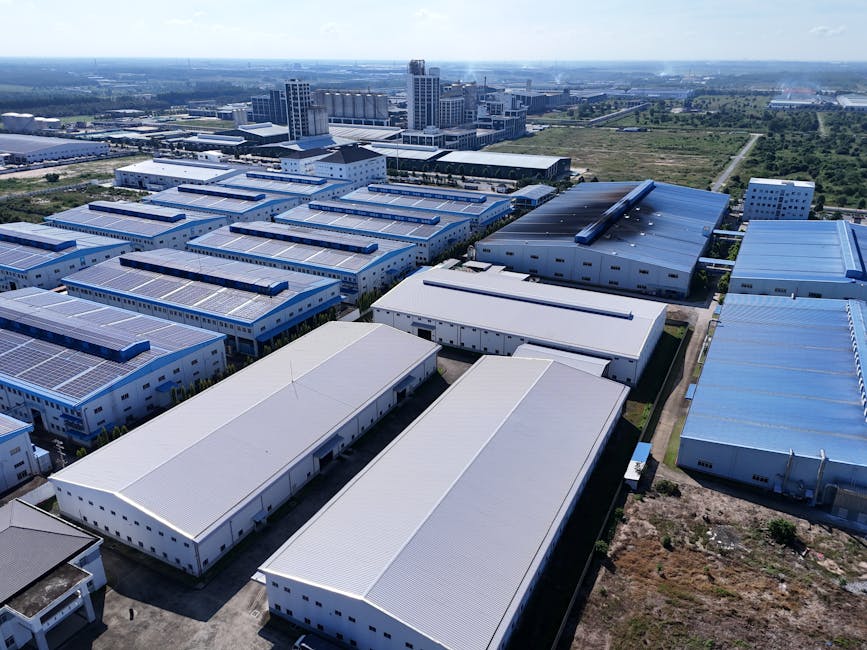 Aerial shot showcasing a large industrial park in Thành ph? Th? D?u M?t, Bình D??ng, Vietnam.
