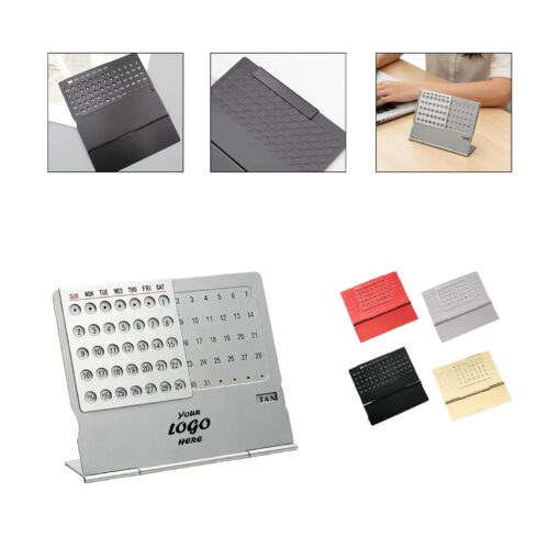 Premium Aluminum Perpetual Desk Calendar With Slider