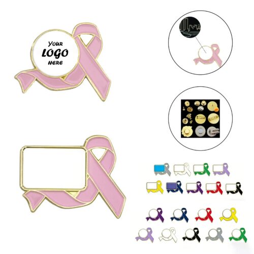 1inch Awareness Ribbon Lapel Pin With Full Color Logo Dome