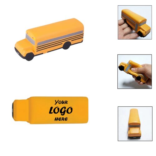 Custom School Bus Stress Reliever Foam Promo Gift