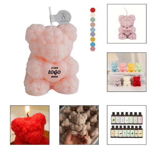 Valentine Rose Bear Scented Candle In Romantic Colors