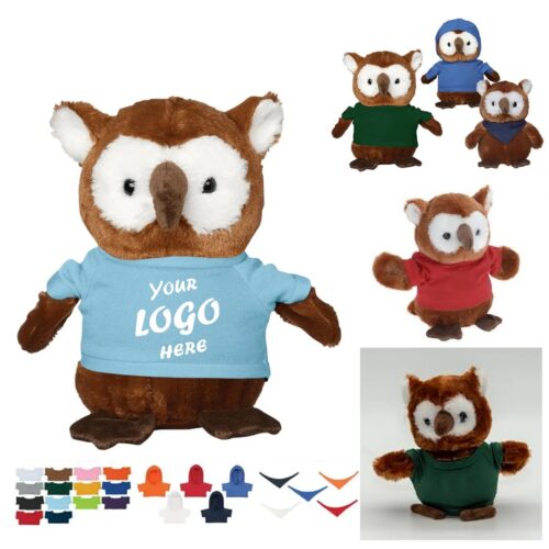 6 Inch Plupy Owl Plush With Custom Outfit Accent