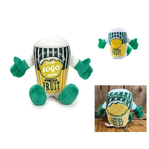 6" Custom Plush Fruit Cup Toy With Imprintable Accessory