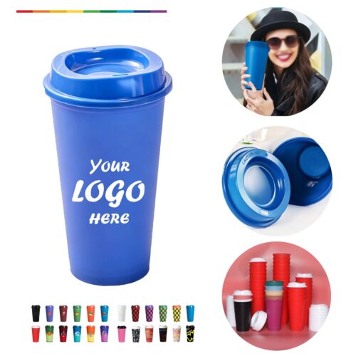 Reusable 16 Oz Plastic Coffee Cup With Secure Lid
