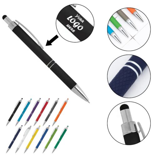 Soft Touch Stylus Ballpoint Pen With Textured Grip