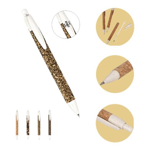Eco Coffee Grounds Ballpoint Pen With Cork Accent Tip