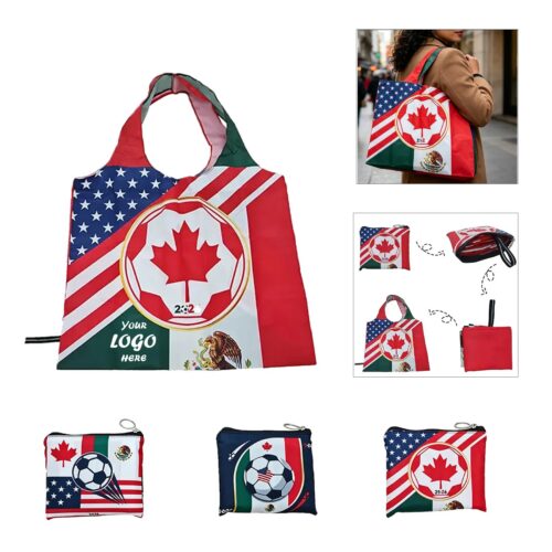 Foldable Soccer Fan Tote Bag With Custom Logo Print