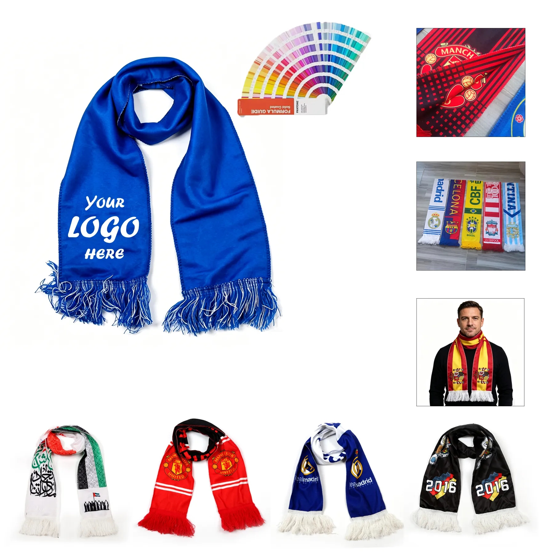 57" x 7.5" Stadium Scarf With Full Color Print And Fringe - Image 3