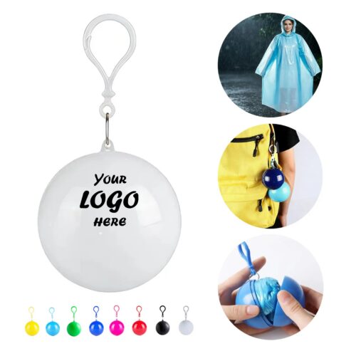 Emergency Rain Poncho In Ball Case With Keychain Hook