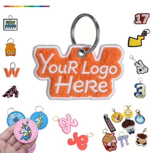 Soft Chenille Custom Keychain Patch With Metal Ring