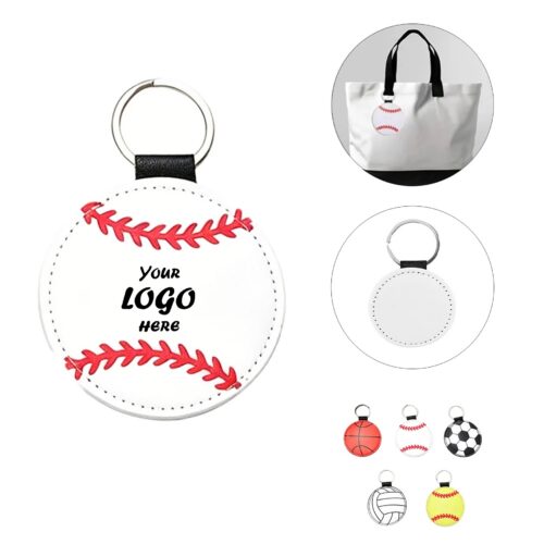 Sports Ball PU Leather Keychain For Team Giveaways