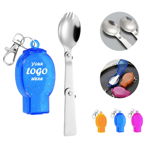 Foldable Spork Keychain With Travel Storage Case Kit