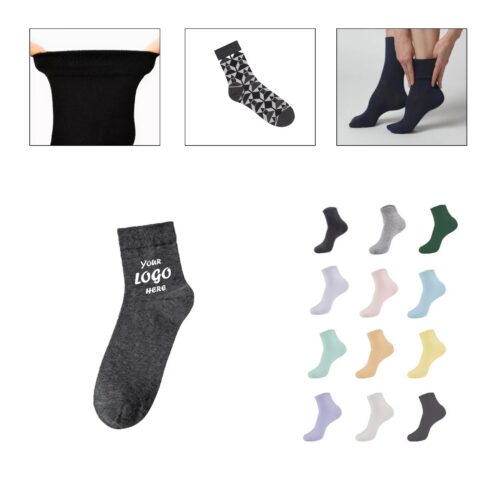 Pure Cotton Men's Business Socks With Jacquard Logo