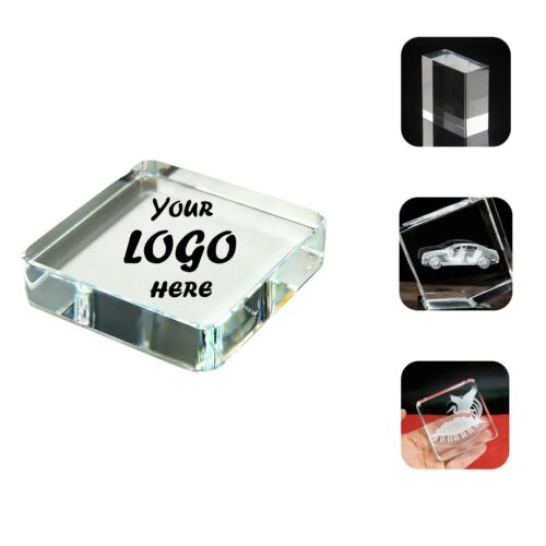 Small 3D Crystal Square Paperweight For Recognition