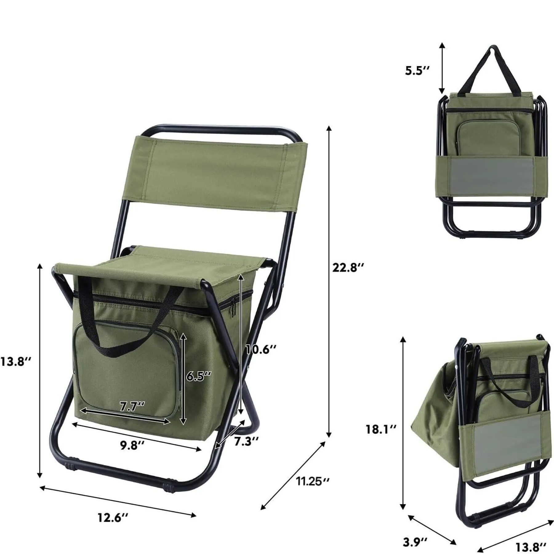 Folding Camping Stool Backpack With Cooler Bag - Image 2