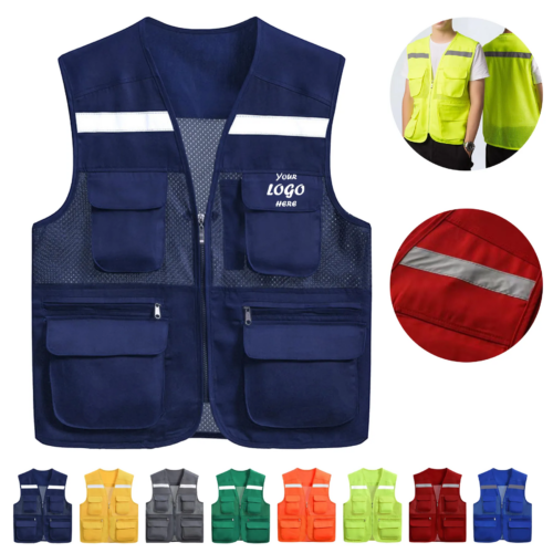 Reflective Mesh Safety Vest With Utility Front Pockets