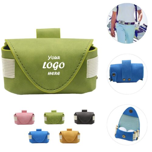 PU Golf Ball Waist Pouch With Magnetic Belt Hook Clip