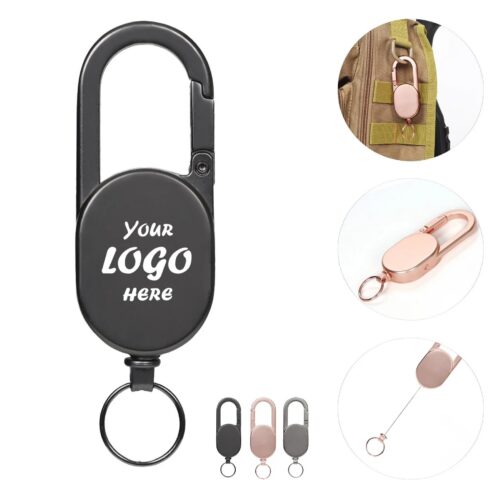 Retractable Carabiner Keychain With Metal Pull Reel
