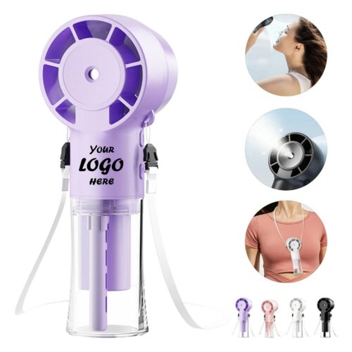 Rechargeable Handheld Misting Cooling Fan With Neck Strap
