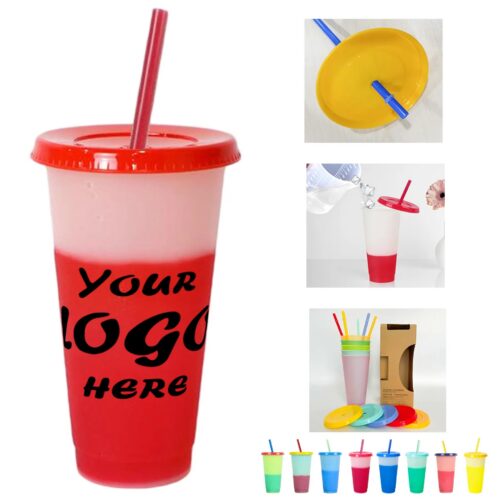 24oz Color Changing Iced Tumbler Cup With Lid And Straw