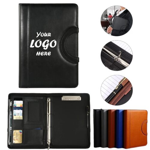 Zippered PU Leather Planner Binder With Calculator