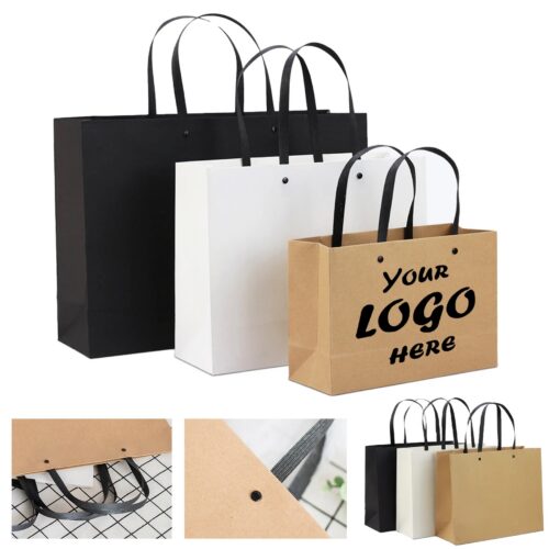 Large Kraft Paper Gift Bag With Ribbon Style Handles