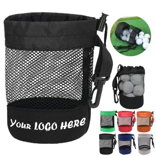 Mesh Golf Ball Drawstring Carry Bag With Buckle Clip