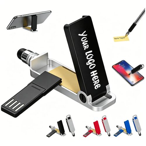 Four-In-One Mobile USB Flash Drive With Stylus Stand