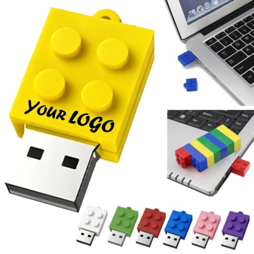 Soft PVC Building Block USB Flash Drive With Key Loop