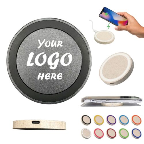 10W Wheat Straw Wireless Charger Pad With USB Cable